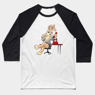 Bunny as secretary with phone and pencil Baseball T-Shirt